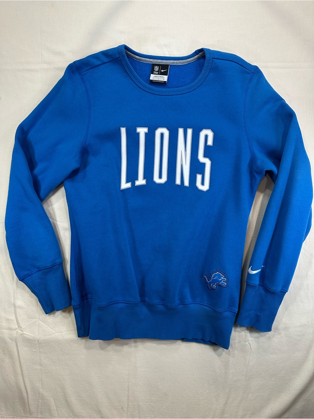 Nike Men's Detroit Lions Club Fleece Crewneck Sweatshirt Blue Large Like New